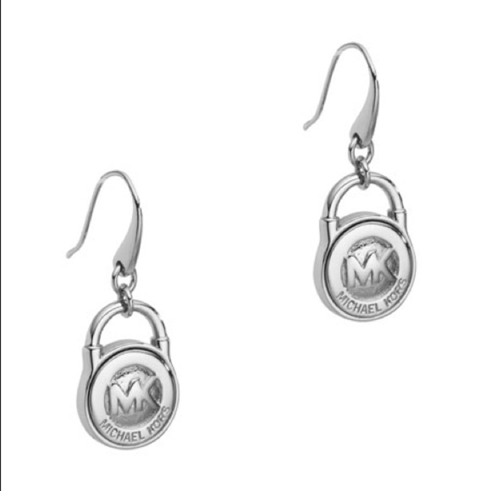 Michael Kors Silver Small Lock Earrings
